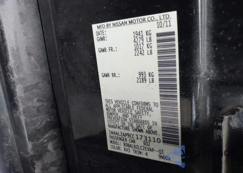 2012 Nissan Altima 2.5 S from USA, damaged, VIN 1N4AL2AP9CC173110